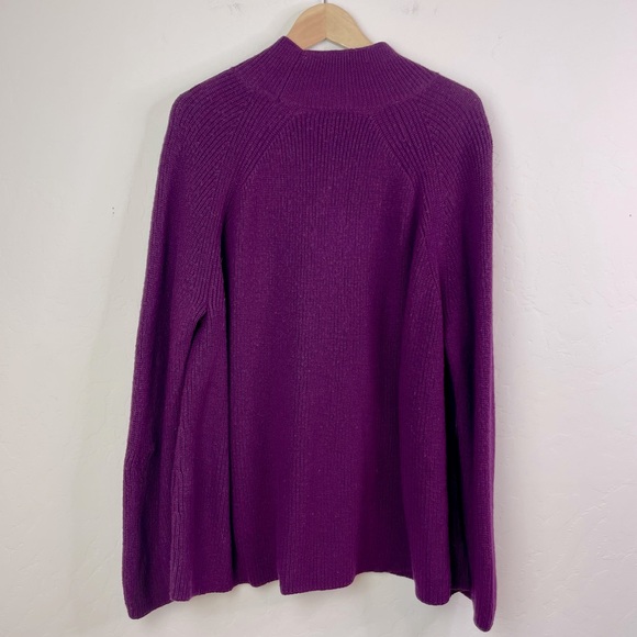 Eileen Fisher Ribbed Turtleneck Raglan Long Sleeve Merino Wool Purple Sweater XL - Picture 6 of 16